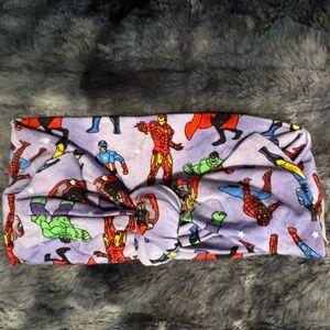 Purple Superhero Print Bamboo Knot Headband NWOT